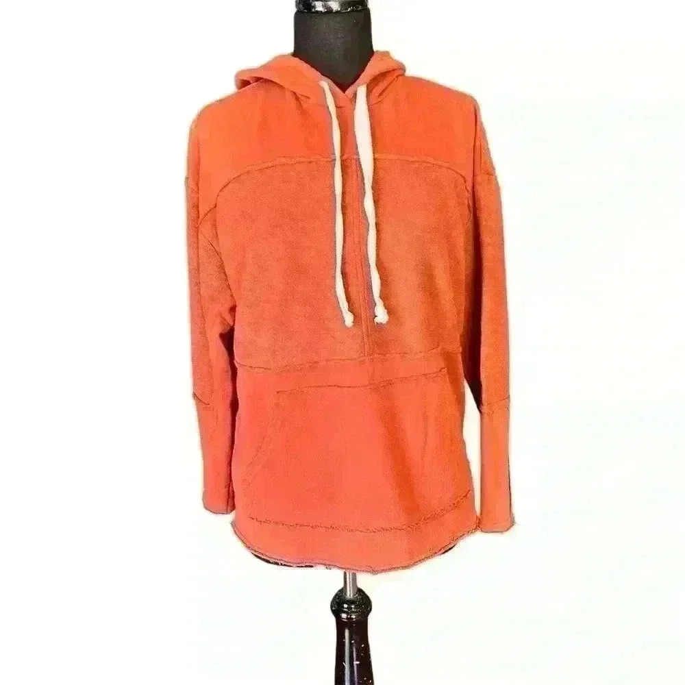 Urban Outfitters Rust Orange Raw Edge Lightweight Hoodie XS